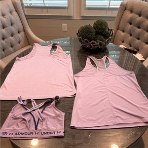 XL Under Armour lavender sports bra & 2-top set